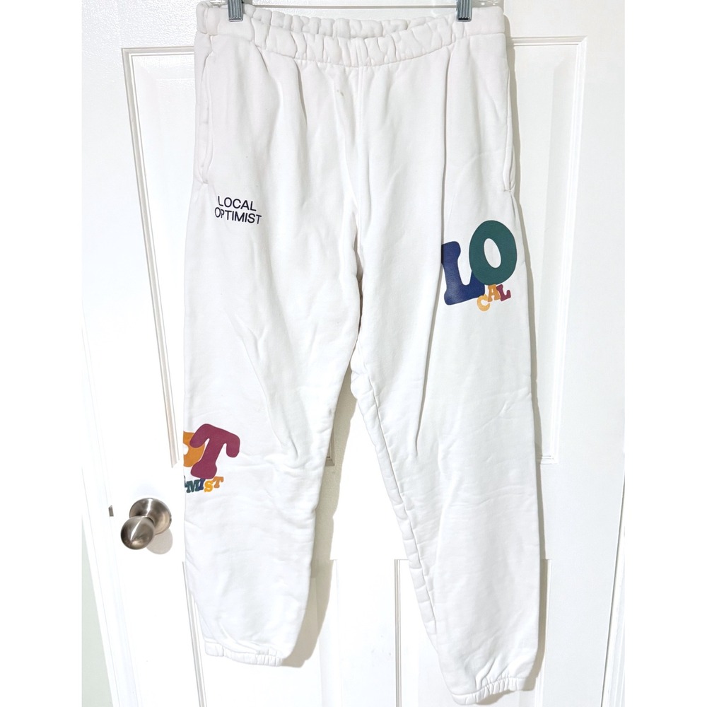Madhappy Local Optimist White Graphic Fleece Sweatpants Joggers Large